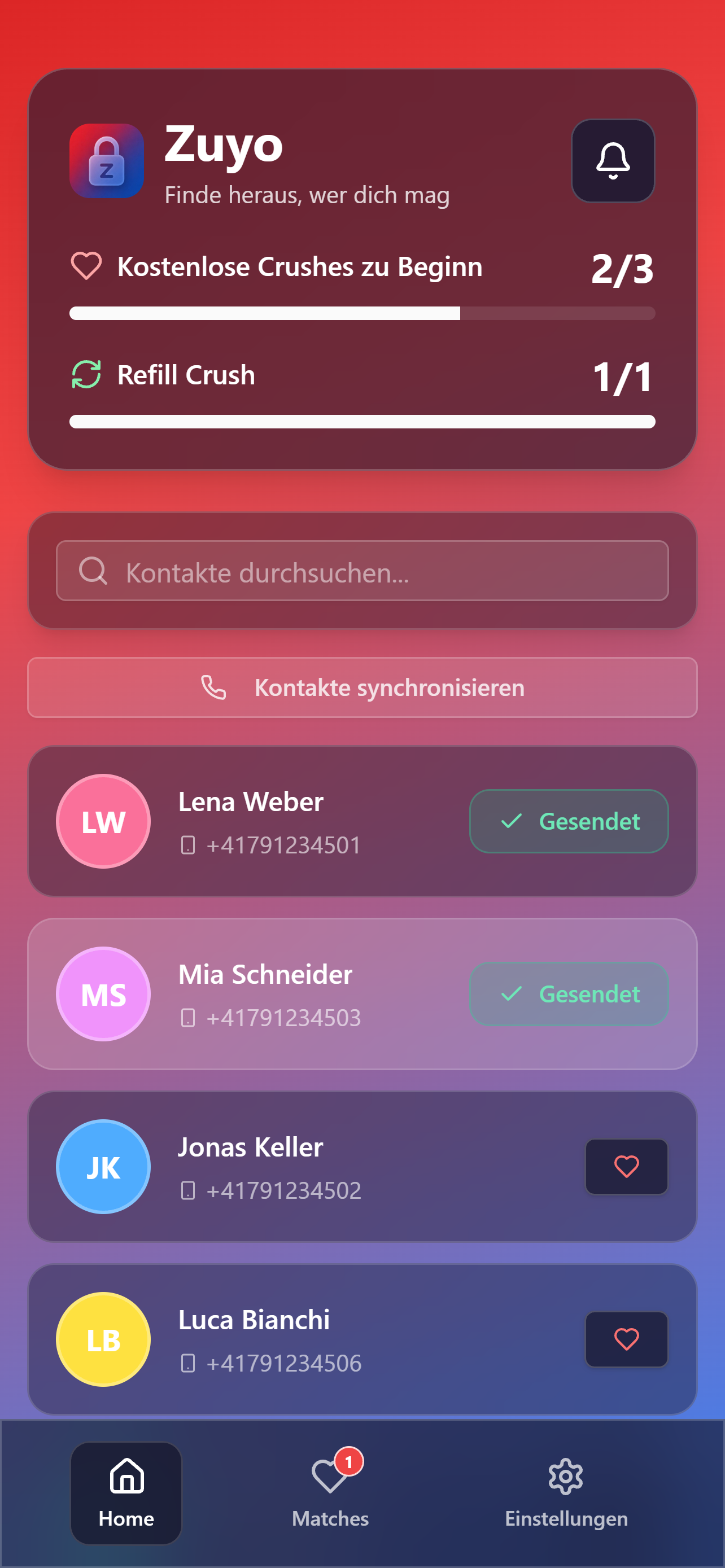 Kontakt auswählen